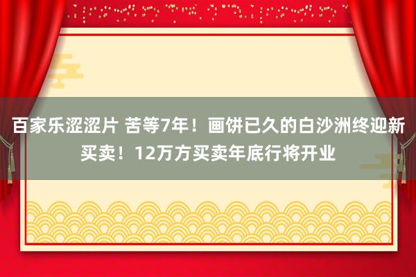 百家乐涩涩片 苦等7年！画饼已久的白沙洲终迎新买卖！12万方买卖年底行将开业