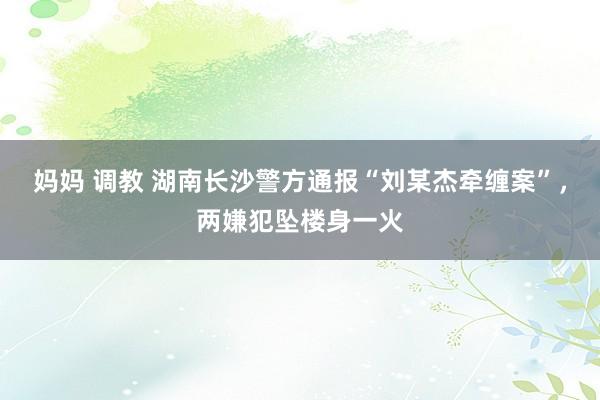 妈妈 调教 湖南长沙警方通报“刘某杰牵缠案”，两嫌犯坠楼身一火