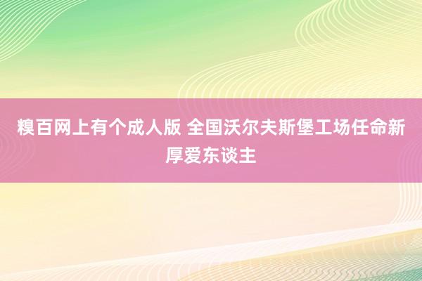 糗百网上有个成人版 全国沃尔夫斯堡工场任命新厚爱东谈主
