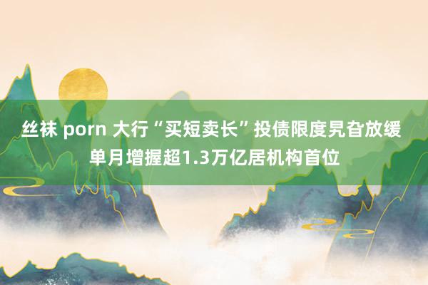 丝袜 porn 大行“买短卖长”投债限度旯旮放缓 单月增握超1.3万亿居机构首位