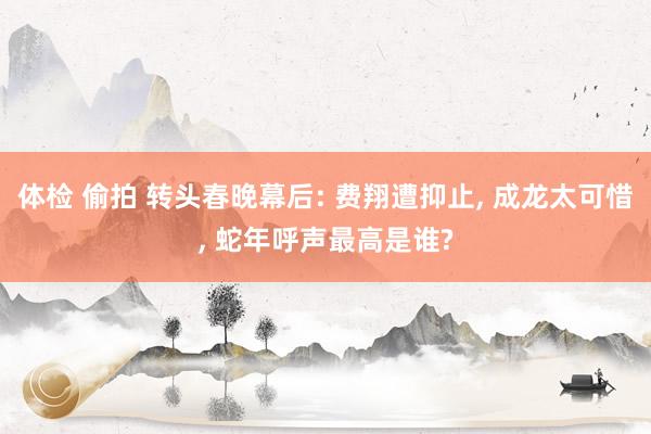 体检 偷拍 转头春晚幕后: 费翔遭抑止， 成龙太可惜， 蛇年呼声最高是谁?