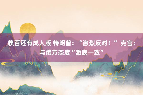 糗百还有成人版 特朗普：“激烈反对！” 克宫：与俄方态度“澈底一致”
