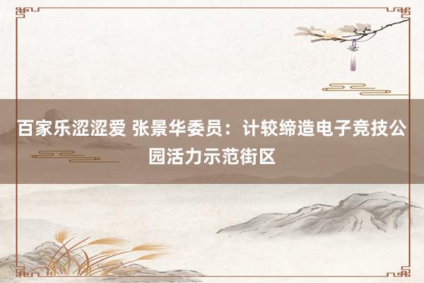 百家乐涩涩爱 张景华委员：计较缔造电子竞技公园活力示范街区