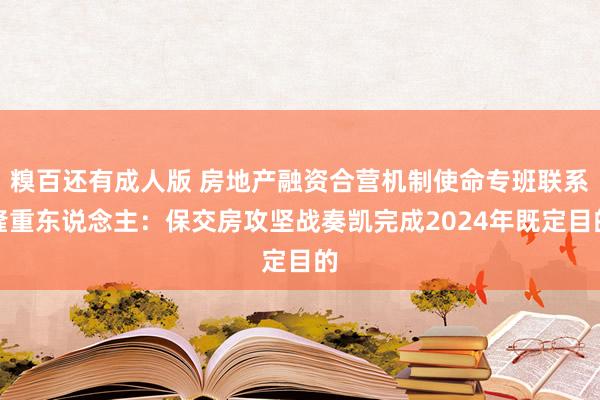 糗百还有成人版 房地产融资合营机制使命专班联系隆重东说念主：保交房攻坚战奏凯完成2024年既定目的